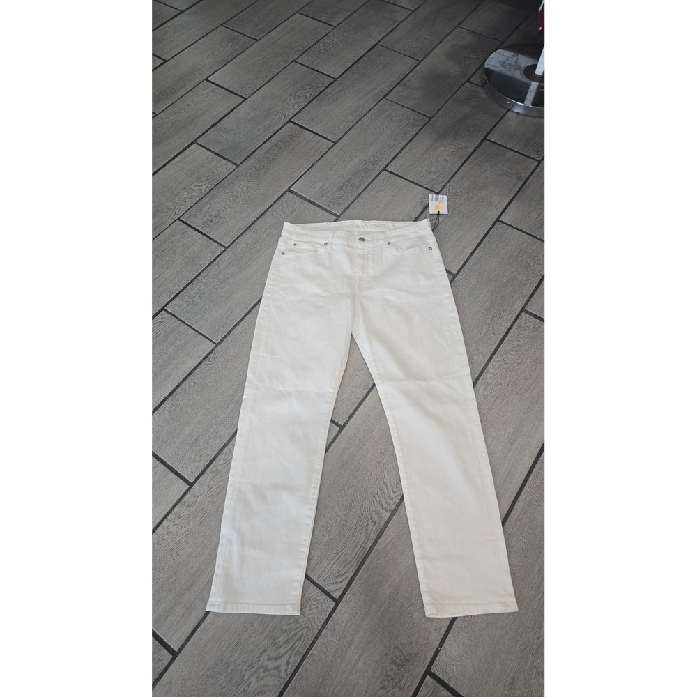 7 For All Mankind Kimmie Crop White Jeans Form Fitted Skinny Size 31